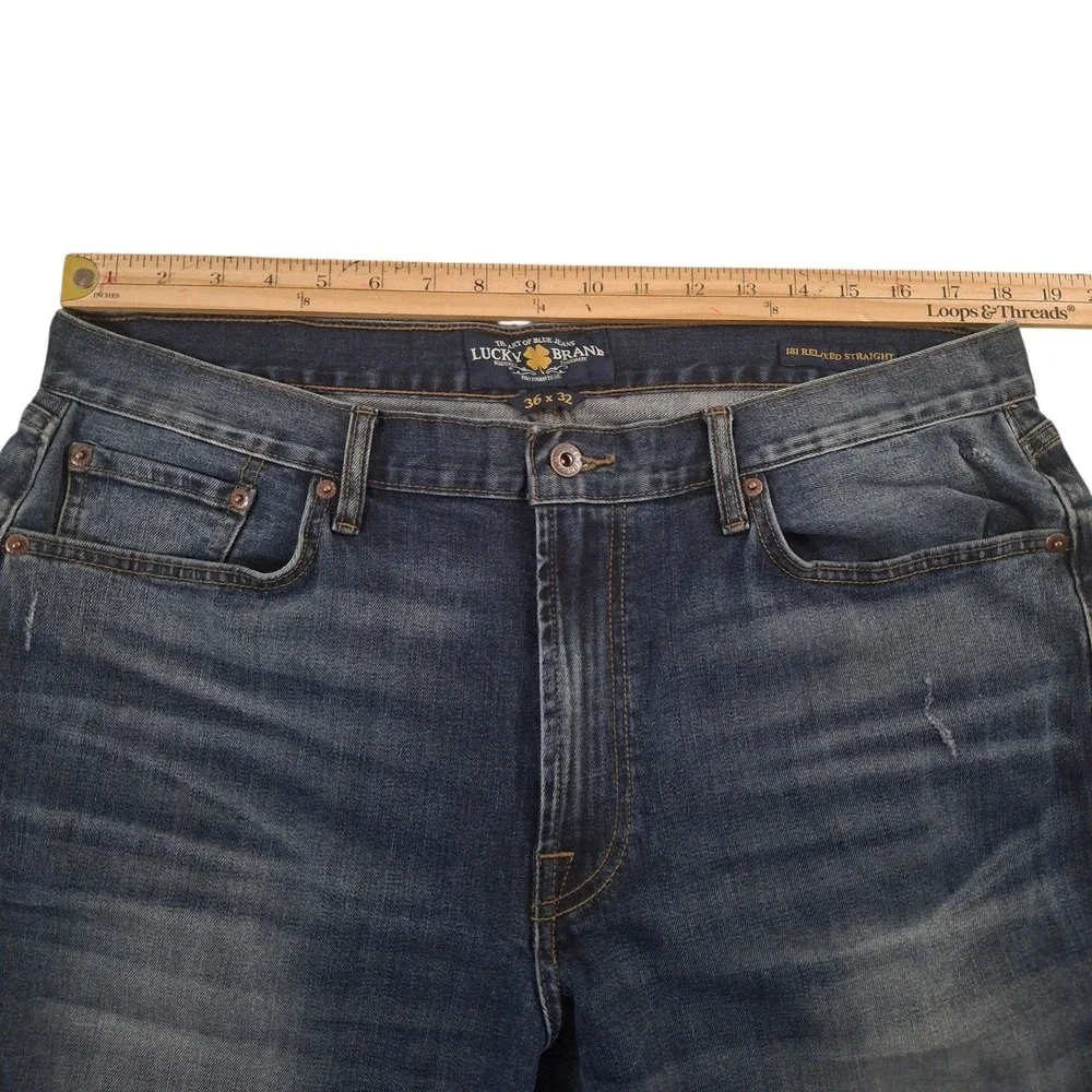 Lucky Brand 181 Relaxed Straight Mens Blue Jeans 36x32 Medium Wash Denim